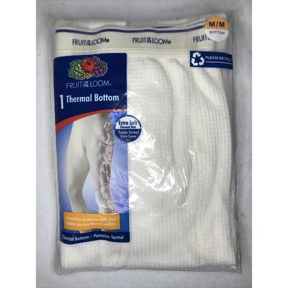 NEW Fruit of the Loom Thermal Underwear Bottoms Men's Sz M 34" Natural 2009 - Picture 1 of 2